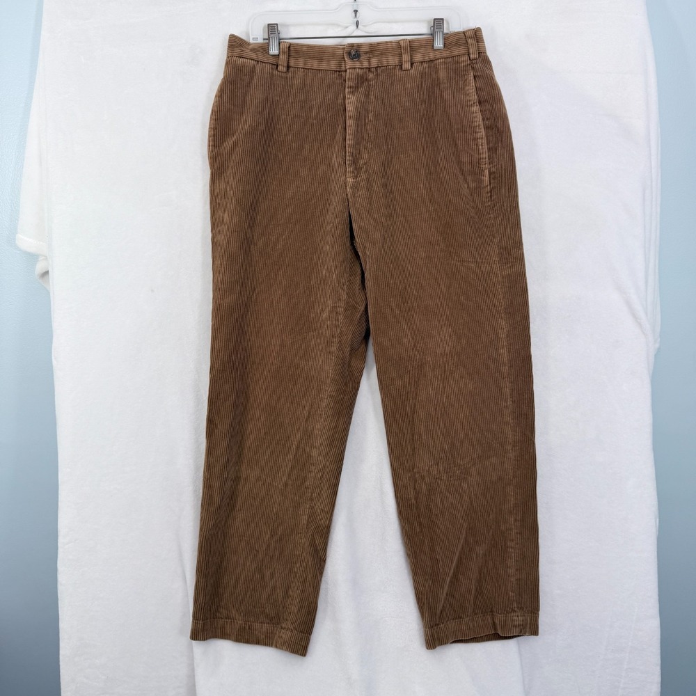 Brooks Brothers Hudson Pants Men 34x30 (32x28) Brown Corduroy Relaxed Fit Preppy